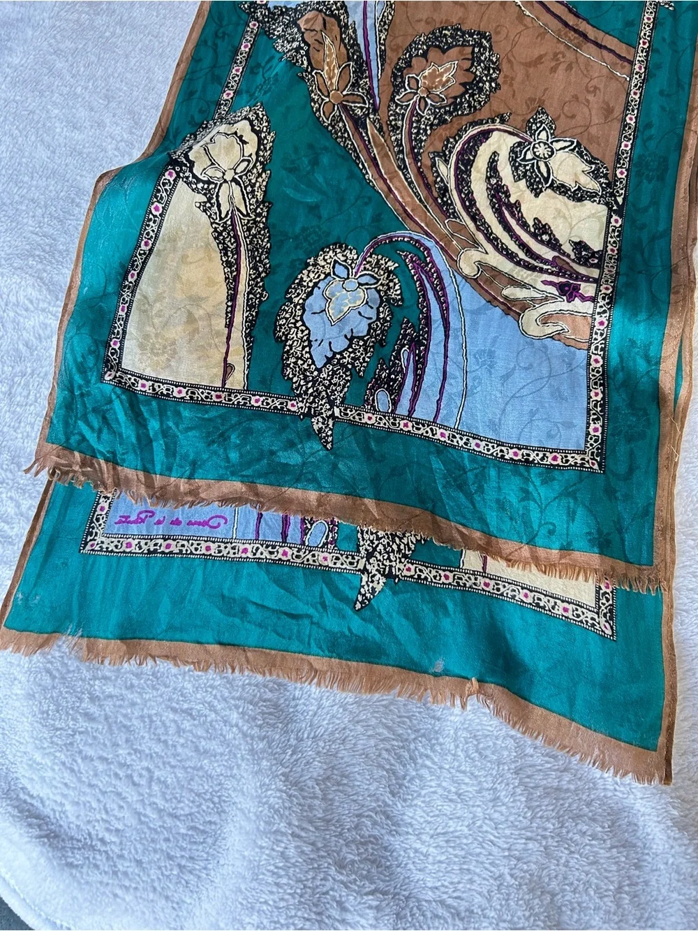 Oscar De La Renta Vintage Silk Floral Paisley Scarf